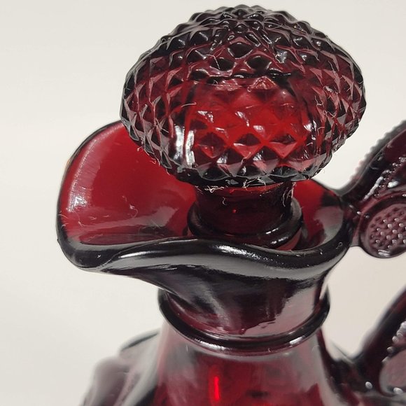 Avon 1876 Cape Cod Wine Decanter Oil Vinegar Dispenser Ruby Red Glass Vintage - Picture 7 of 10